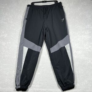 Gymshark Track Pants Joggers Mens Size XXL Black Gray Nylon Cotton Pockets